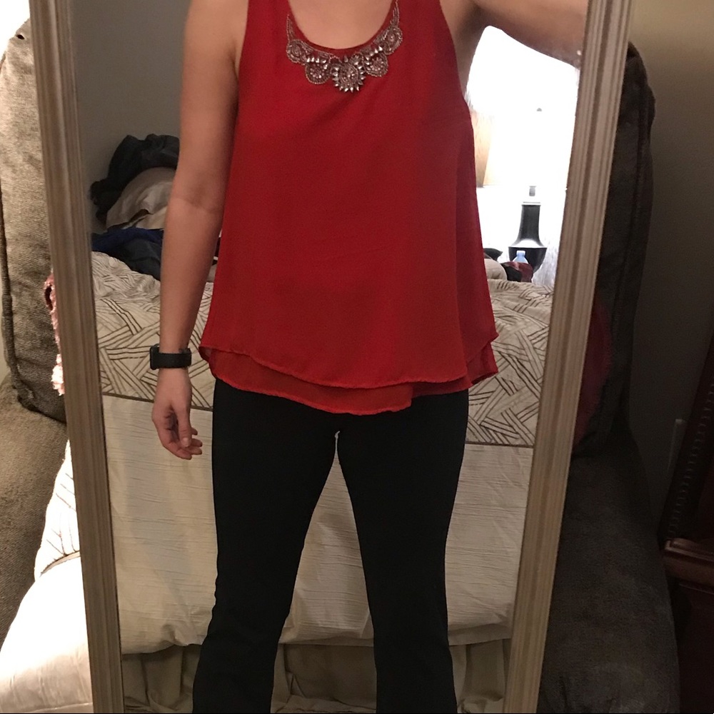 Blingy red blouse